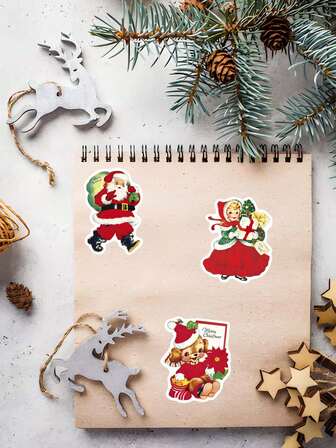 500pcs Christmas Sticker Roll - Holiday Designs, Vintage Santa Claus, Snowman, Gift Box Patterns, Suitable For Envelopes, Scrapbooks And Sealing - Self-Adhesive Labels, Applicable For Holiday Decorations, Christmas Decorations | Holiday Themed Designs | Glossy Paper Material, Christmas Wall Stickers