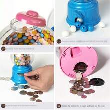 Candy Machine, Plastic Mini Money Deposit Box Automatic Treat Dispenser Cute Sweets Candy Storage Machine Coin Operated Gumball Toy (Blue) Candyland Party Favors Mini Candy Dispenser Toy Thank You Cards Plastic Gumball Machines For Candyland Party Decorations Candy Decorations For Birthday Halloween Party(Pink)