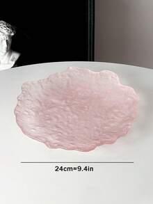 1pc Asymmetrical Glass Glacier Tray, High-End Icy Plate, Home Kitchen Dessert Fruit Cake Snack Tray, Jewelry Storage Dish - Pink - View 14