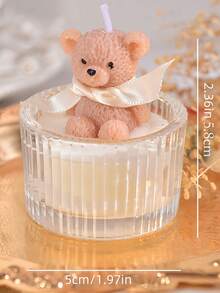 1 pièce Bougie en verre en forme d'ours en peluche mignon, parfaite pour le bien-être personnel et un excellent cadeau. Élément de décoration d'intérieur photogénique, s'associe bien avec une bougie parfumée apaisante. Bougie de niche haut de gamme, convient comme cadeau d'anniversaire ou décoration d'intérieur. - Multicolore - Voir 14