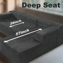 RicenPotato 105'' Plush Cloud Sectional Couch, (Gray)Boneless L Shape Couch With Deep Seat, Sectional Sofa, Living Room Sofa, No Assembly Required, Minimalist Modular Couches Sleeper For BedroomApartment Lounge,Sofa De Sala, Couch, Sofa Cama, Muebles Para Sala, Christmas Decoration, Christmas Decorations For Home, Living Room Set Furniture. - 深灰色 - 查看 7