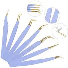 MyAoKuE-Up 1PC Purple Eyelash Tweezers Stainless Steel Superhard Tweezer High Precision Anti-Static Makeup Supplies Lash Extension Make UpTools - Multicolor - View 6