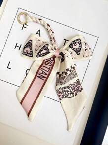 1pc Minimalist Leopard Print Bow Bag Charm/Keychain Pendant Car Accessories For Women Keychain For Bag - Coral Pink - View 3