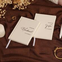 His And Hers Wedding Vow Books, Set Of 2 Linen Hardcover Bride & Groom Notebooks With Bookmark, Lined Pages, For Ceremony & Renewal, Includes Elegant Vow Keepsake Gift Box