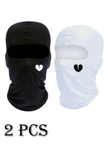 1pc Heart Print Ski Mask Balaclava Face Mask For Men Women UV Protection Windproof Scarf For Snowboard Motorcycle