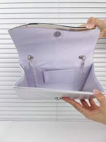 Shiny Women's Evening Clutch Bag, Decorated With Metal Accessories, Suitable For Party, Wedding And Night Events