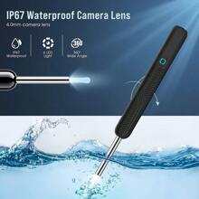 1296P高清摄像头耳垢清洁器，8合1多功能耳垢清除工具，配备5个替换耳塞，无线WiFi耳镜带6个LED灯，IP67防水，可充电耳垢清除套装 - 黑色 - 查看 6