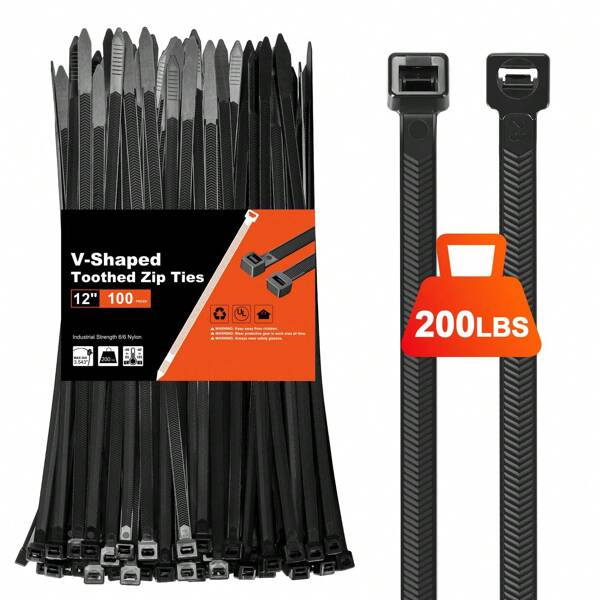 Attaches de câble crantées double face de 12 pouces, résistance à la traction de 200 lb, auto-verrouillage réglable, liens de serrage en nylon plus durables, convenant à une utilisation intérieure et extérieure (100 pièces/paquet)