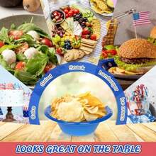 100Pcs 12Oz Patriotic Disposable Plastic Bowls 4th Of July Red Blue Candy Dert Bowl Salad Snack Bowls For Independence Day Memorial Day Party Plies - 紅藍 - 查看 3