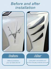 6Pcs Universal Carbon Fiber Car Fan Blades – Scratch Resistant Rubber Bumper Trim, Strong Adhesive Backing, No Paint Damage, Heat Waterproof Resistant, Front Shock Absorber Lip Diffuser Splitter Body Spoiler Decoration, Car Modification Accessories