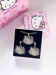 Sanrio Sanrio Hello Kitty Cartoon Cute Girl Necklace KT Cat Pendant And Diamond Collarbone Chain Strap Gift Box Gift Bag, Perfect Birthday Gift, Valentine's Day Gift, Christmas Gift.