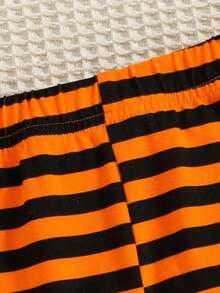 Kids' Halloween Pumpkin & Scary Face Jumpsuit, Cute Baby Hooded Romper + Striped Pants Set