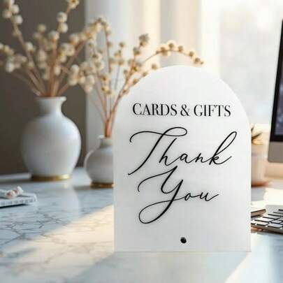Acrylic Arch Sign - Elegantly Display "Cards & Gifts" And "Thank You"! Perfect For Weddings, Parties, Events Or Home Decor - Stylish Acrylic Decorative Sign For Card Area, Gift Table And Event Setups.