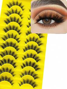 10 Pairs Of Cat-Eye Transparent, Natural, Thick And Soft False Eyelashes, D-Curled, Comfortable And Multi-Functional False Eyelashes - Fluffy Lashes - View 4