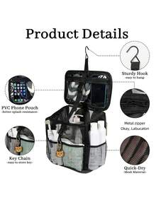 1个便携式旅行洗漱收纳包，大容量隔层洗漱包，沙滩洗漱包，露营洗漱包，夏季旅行必备，学校用品，宿舍用品，返校用品，防水化妆包，邮轮浴室必备，男女通用 - 彩色 - 查看 4