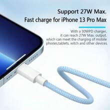 OIITH Cable de carga rápida USB Tipo C a Lightning certificado MFI, trenzado, de 1m, 1.5m o 2m, con potencia máxima de 27W, compatible con iPhone 11, 12, 13, 14 Pro Max, XR, Xs, X, SE, 8, 7, 6 Plus, iPad, iPod y