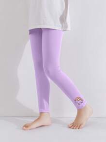 8pcs Kids' Solid Color & Printed Cropped Leggings, Colorful Rainbow Unicorn Tights, Versatile For Spring/Autumn, Can Be Worn Inside Or Outside