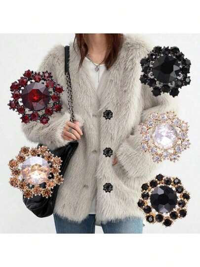 4 Adet/Takım Çok Renkli ve Boyutlu Yapay Elmas Oymalı Klasik Metal Düğmeler, Mont, Ceket, Dikiş Malzemeleri ve Giysi Aksesuarları İçin Kendin Yap Dekorasyon