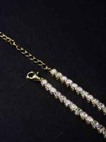 1 件 2 毫米顶级品质嘻哈四爪钻石网球链白金可调节锁骨项链 S925 或 925 纯银闪亮轻奢高端精致珠宝礼物送给女士 - 四爪滿鑽 - 查看 6