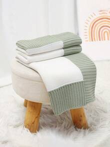 1 buah Selimut Rajut Bayi, Selimut Bedong Bayi Motif Patchwork Warna-warni, Selimut Tebal untuk Balita - Putih - View 4