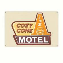 2D Flat, 1pc Vintage Cozy Cone Motel Metal Wall Art Sign - Retro Iron Plaque With Retro Car Design, Waterproof & Dustproof, Home, Bar, Cafe, Garage Decor, Wall Decor, Room Decor, 2D Flat - 彩色 - 查看 2