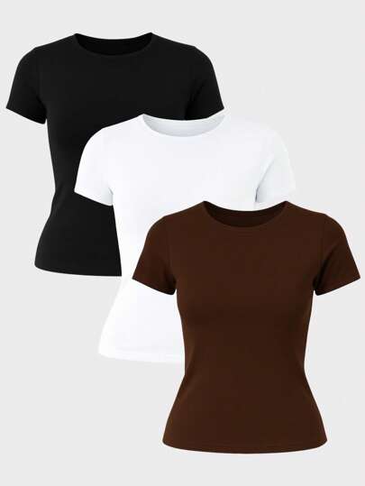 Kit 3 Blusa Feminina Suplex Duplo Básica Elegante Blogueira de Alta Compressão para Academia