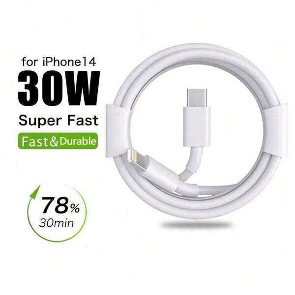 1-3pcs PD 30W Fast Charging 3.3FT/100CM High-Efficiency Data Transfer Quick Charge Cable Compatible With IPhone 14 Pro Max/14 Pro/14 Plus/14/13/12/11/XS/XR/8/7/6/IPad Series Fast Charging Cable