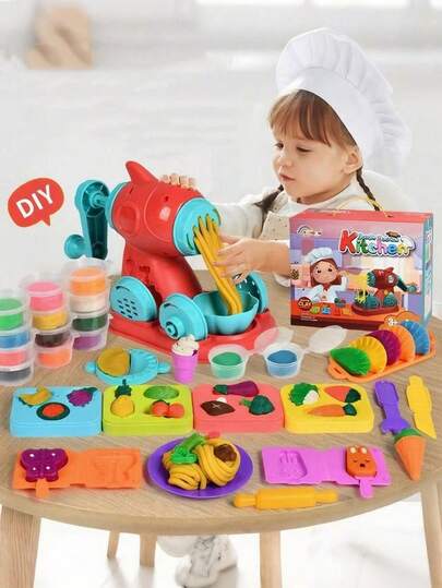 55/49/43/40/38/34pcs Kids Handmade Modeling Clay Set, Soft And Easy To Shape, Slow Drying, Wheat Flour Material, With Storage Can, Multiple Molds For Making, Inspiring Creative DIY Educational Toy, Suitable For Back To School, Teamwork, Parent-Child Interaction, Holidays, Birthdays, Graduation Ceremonies, Carnivals, Christmas, Thanksgiving, Carnival Gifts, Reusable, Please Store Sealed