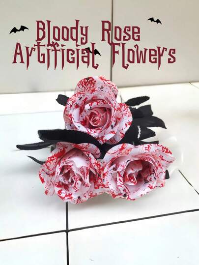1/5/10pcs 7cm Diameter Bloody Rose Artificial Flowers - Single Multi-Color Fake Flowers, Halloween Ghost Festival Decoration, Festive Ornament Props