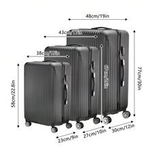 Creahappy 3-Piece Suitcase Set, Travel Suitcase, Hard-Shell Luggage Set With Swivel Casters, Lightweight And Durable, Made Of ABS With TSA Locks, M/L/XL, Black, B - 黑色 - 查看 8