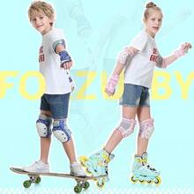 Adult/Kids Knee Pads Elbow Pads Wrist Guards 6 In 1 Protective Gear Set For Inline Roller Skating Skateboarding Scooter BMX Etc. - Black - View 8