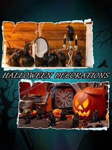 20pcs-Miniature Crows Figurines Mini Resin Crows Figures Black Raven Summer Decor Tiny Resin Animals For Halloween Scene Decor