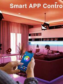 1 szt. 44-klawiszowa czarna taśma świetlna Bluetooth, inteligentna kontrola aplikacji, regulowana, wielokolorowa, odpowiednia do dekoracji mebli domowych, zmienne kolory, pokój gier, kuchnia, podświetlenie telewizora, sypialnia, oświetlenie dekoracyjne LED do świątecznej atmosfery imprezy