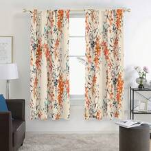 2 pezzi Tende con stampa digitale in stile country vintage, con elementi floreali in acquerello. Il design con occhielli facilita l'installazione. Adatte per ambienti come soggiorni, camere da letto e studi, aggiungendo un fascino elegante all'arredamento di casa. Stampa 2D - Multicolore - Visualizzare 7