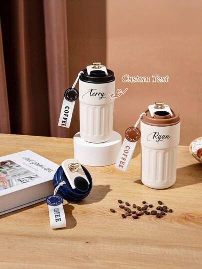 1pc Customized Name Stainless Steel Coffee/Water Tumbler, High-Quality Portable Thermal Cup, Minimalist Style Customizable Easy To Clean, Exquisite,High-Quality Custom,Personalized,Unique Ideal Gifts For Her Her,Boyfriend,Girlfriend,Dad,Mom,Family,Friends,Son,Daughter,