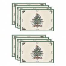 Farmhouse Christmas Plaid Dining Table And Kitchen Decor, Holiday Placemats Set - Red And Green, 2/4/6/8 Piece Set, Linen Placemats, Breakfast Placemats, Kitchen Accessories, Easy Clean Placemats, Suitable For Home, Dining Room, Restaurant Decor