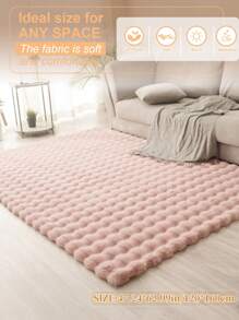 1 块毛绒矩形柔软粉色地毯，采用蓬松羊毛面料制成，舒适可爱，适用于卧室、客厅、书房和其他家庭区域、秋季装饰、秋季装饰、房间装饰 - 粉色 - 查看 3