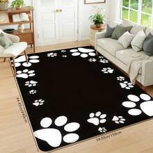 1 pieza Felpudo vintage de madera de colores y estampado de huella de pata blanca para cocina, alfombrilla de baño suave y absorbente antideslizante, alfombra decorativa de entrada para vacaciones, alfombra decorativa rectangular de pelo bajo para sala de estar, dormitorio, cocina, entrada