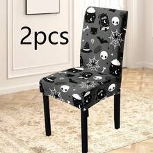 1/4/6/8 Stücke, modische Halloween-Stil bedruckte Stuhlbezüge/Bürostuhlbezüge/Stuhlbezüge für Esszimmer, geeignet für moderne tägliche Dekoration in Innenräumen von Familien-Restaurants und Hotels. Die elastischen Stuhlbezüge können gereinigt werden und sind ein ideales Halloween-Geschenk