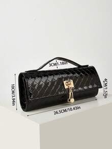 Fashionable Shiny Crocodile Pattern Handbag, Luxury Women's New Party Bag Clutch, Exquisite Long Prom Bag With Hardware Pendant, Suitable For Women To Match With Gorgeous Banquet Dresses, Suitable For Summer Parties, Gatherings, Dinners, Weddings - màu đen - Xem 7