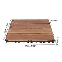 Suelo de madera sellable, 36 baldosas para suelo exterior, suelo de madera de fácil instalación, suelo de 30,3 x 30,3 x 2,3 cm para patio, balcón, jardín - Marrón - Ver 2