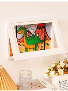 Moldura de exposição de arte magnética de madeira com abertura frontal, tamanho A4, 1 peça, design minimalista, retangular multicolorido, arte mutável, adequada para decoração de casa, exposição de arte infantil, decoração de sala de estar e quarto, pintura e exposição de fotos