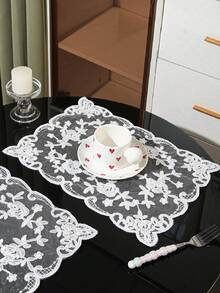 1 قطعة/2 قطعة/3 قطع من الحصيرة الزخرفية للمطبخ وغرفة الطعام وغرفة المعيشة، حصيرة طاولة مطرزة بشبكة للعزل الحراري ومقاومة الخدش والغبار، مناسبة للزفاف والحفلات والهدايا وأعياد الميلاد والكريسماس - متعدد الألوان - مشاهدة 4