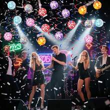 1 bộ đồ trang trí treo theo chủ đề tiệc Disco - Vòng hoa, đồ trang trí tường, dây ruy băng hình quả cầu Disco, Giáng sinh - Nhiều màu - Xem 4