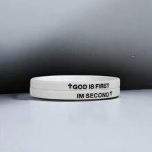 2 Pack- GOD IS FIRST BRACELET IM SECOND MotivationalMessage BRACELET Thin Style Religious (Set Of 2 Bracelets) - 2pcs black - 查看 3