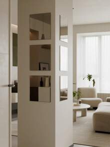 1/4/8pcs 20*20cm Round Corner Acrylic Wall Mirror Stickers – Self-Adhesive Decorative Panels For Bedroom, Dorm, Closet – Soft Splicing Mirror (Not For Reflection Use)