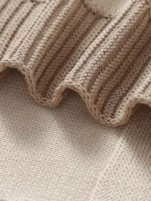 1pc Baby Knitted Patchwork Blanket, Infant Swaddle Wrap, Toddler Thick Quilt - Camel - View 6