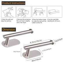 1 pieza Portarrollos de papel higiénico de acero inoxidable, estante de montaje adhesivo en la pared, accesorio moderno de estante para papel higiénico y toallas de baño - Multicolor - Ver 6