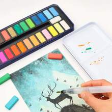1pc Portable Solid Watercolor Pigment Set, Iron Box, Art Supplies, Hand Drawn Children's Painting, Pigment Powder Face Paint, Watercolour, Art Supplies, Face Paint>Makeup, Painting Set Kids, Water Color, Paint Set, Watercolor, Kids Art Sets, Painting Set Kids, Make Up Kids, Water Color, Paint, Water Colour, Water Color, Water Colour,Back To School