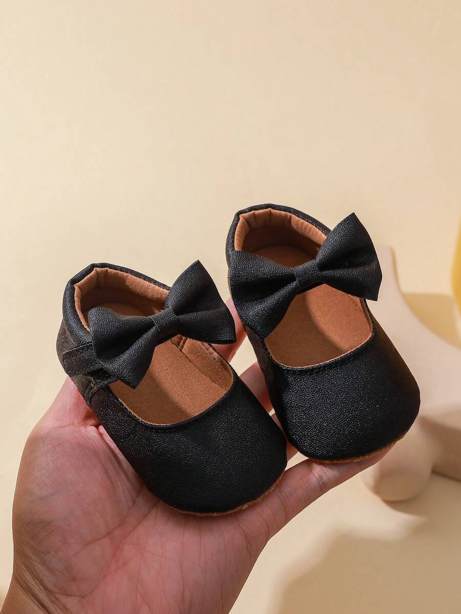 0-1 Years Old Infant Toddler Shoes With Bowknot & Glitter PU